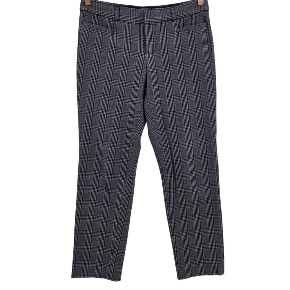 Banana Republic Womens 2 Sloan Navy Gray Plaid Ankle Pants - Picture 1 of 13